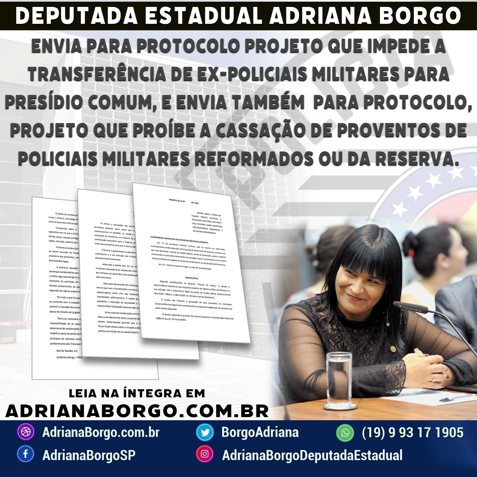 Deputada Estadual Adriana Borgo Protocola Projetos Em Defesa Dos